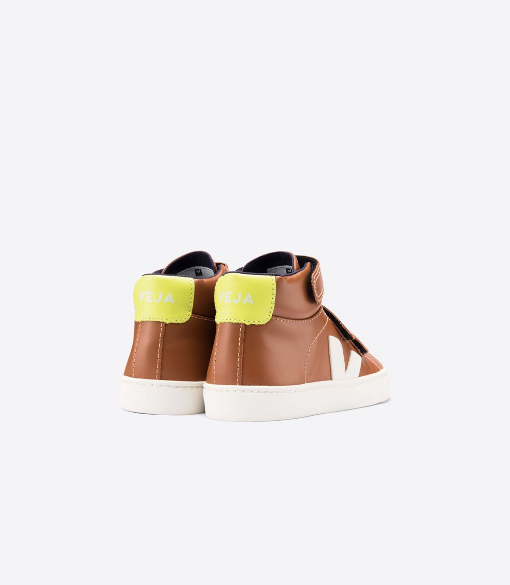 Veja Sneakers Copii - Esplar Mid Velcro Piele - Maro/Albi - 4681397-VA